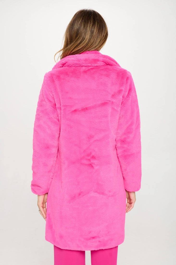 Trixie Pink Faux Fur Trench Coat