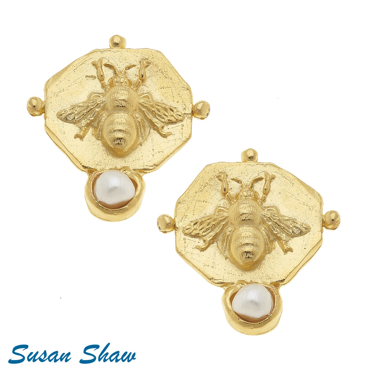 Bee and Pearl Earrings