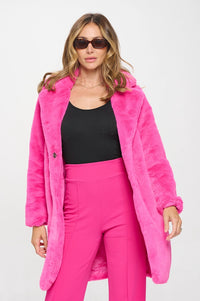 Trixie Pink Faux Fur Trench Coat