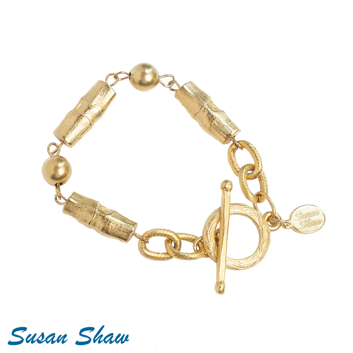 Gold Bamboo Toggle Bracelet