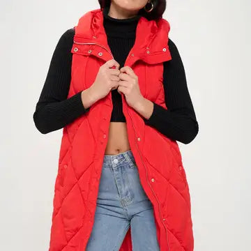 Red Quilt Long Vest